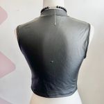 Black Faux Leather Tank‎ Top Y2K 2000s Grunge Edgy Clubwear Small Photo 2