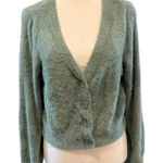 Aerie  | Green Fuzzy Cardigan Sweater Photo 0