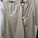 Elegant Cream Brocade Coat whit dress (set)2 Gold Photo 1