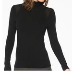 Athleta Futures Black Turtleneck Sweater Size Small Long Sleeve Ribbed Shoulder Photo 0