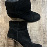 Lucky Brand  Black Genuine Suede Leather Block Heel Ankle Boots Booties Sz 8.5 Photo 0