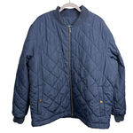 Reversible Navy Quilted Sherpa Fleece Jacket Women’s XL Blue Photo 0