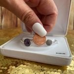 Kohls  Women’s Genuine Purple Marcasite Open Bangle Bracelet Silver Plated Photo 4