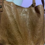 American Leather Co. QVC Liberty Shopper Tote Tooled Floral Handbag Purse Boho Tan Photo 2