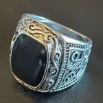 S925 silver natural obsidian ring size 7.5 Photo 2