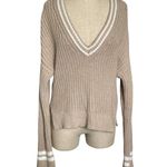 Abercrombie & Fitch Tan Cable Knit V Neck Sweater Tennis Preppy XS Photo 0