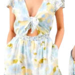 American Eagle  Y2K Flirty Floral Mini Cut Out Front Tie Ruffled Romper Size XS Photo 0