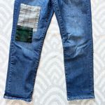 D. Jeans Cropped Green Plaid Patch Blue Denim Jeans 10 Photo 2