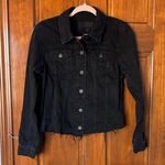 BLANK NYC - cropped black denim jacket with raw hem detail Photo 0