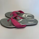 Lands' End Women’s Sandals Size 8B Silver Pink Polka Dot Thong Flip Flop Photo 7