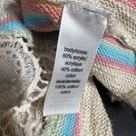 Maurice's Womens Cardigan Sweater Crochet Back Striped Fringed Open Front Medium Photo 7