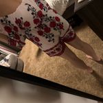 Floral pink and red off the shoulder romper Size M Photo 3