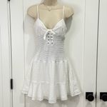 The East Order NWT Revolve Chance Mini Dress Small White Smocked Striped Coastal Photo 4