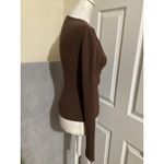 Wilfred Sweater Womens Small Brown Lace Up V Neck Ribbed Knit Long Sleeve Fitted Photo 1