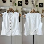 Emerson Lang Contemporary White Cotton Linen Cropped Vest L Size L Photo 1