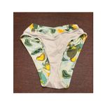 Aerie  High Cut Cheeky‎ Blue Green Leaf Bird Bikini Bottom Large Beach Resort Photo 2