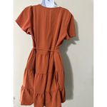 Abercrombie & Fitch Abercrombie Fitch Tiered Wrap Dress Short Flutter Sleeve Orange NWT Size L Photo 6