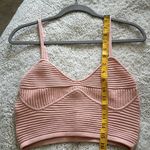 Aerie Women's M Textured Rib Knit Crop Top Blush Pink Corset Style TikTok Viral Photo 5