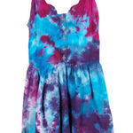 Forever 21  Small Dress Summer Storm Handmade Tie Dye Blue Purple Pink Mini‎ 1306 Photo 0