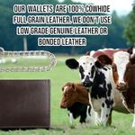 CLASSIC RFID Blocking Mens bi-fold Style Cowhide Leather Steel Chain wallet,USA,texas kenya Brown Photo 2