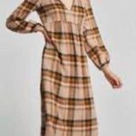 ZARA Long Sleeve Plaid Midi Dress Photo 1