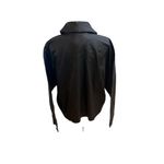 OAT New York Women's Black Faux Leather Shirt Jacket Size S Long Sleeve Photo 3