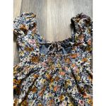 American Eagle Dainty Floral Puff Sleeve Fit & Flare Ruffle Gray Mini Dress Medium Cottagecore Photo 1