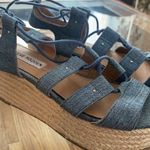 Steve Madden  “Brayla” Sandal espadrilles like denim material lace up sandals 6M Photo 1