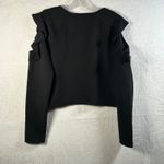 ZARA  Black Textured Cold Shoulder Ruffle Long Sleeve Top Women Size L Photo 1