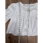 Aerie ‎ White 100% Cotton Lace Trim Tie Front Boho Peasant Blouse XS Photo 6