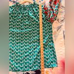 HAPSHO L/XL Boutique Printed Green Orange Boho Top Photo 5