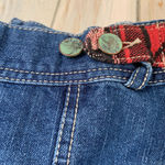 Mudd Women's Blue Denim Trucker Jacket Navajo Blanket Shoulders size Small Photo 4