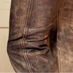 Frankie B. Grey and Black Flared Distressed Leather Jeans Gray Photo 3
