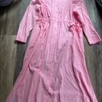 Universal Threads Cotton Pink Midi Shirt‎ Dress with Cinched Waist Long Sleeves Buttons Size Large Photo 2