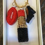 Haute Hippie  Red and Black Lips, Lipstick and Shoe Beaded Bag Charm Photo 1
