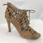 Dolce Vita Tan Faux Suede Cage Triangle Heel Sandals 7.5 Brown Photo 5