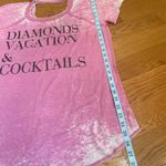 Chaser Distressed pink white ombre short sleeve t-shirt top black glitter Sz M Photo 3