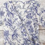 H&M Blue and White Floral Linen Wrapover Blouse, EUC, Size Small Photo 3