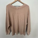 Aerie  Tan Beige Ribbed V-Neck Oversized Sweater Women’s Size XS Photo 4