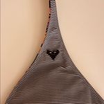 Roxy Reversible Black Striped & Floral print Halter Bikini Top Photo 2