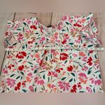 Loft  Woman’s Medium Floral Linen Boho Short Sleeve Top Blouse Flowy Photo 2