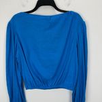 Gianni Bini Camilla Blouse Woven Linen Blend Boat Neck Long Sleeve Blue XS NWT Photo 7