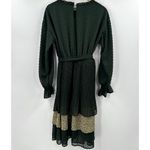 Bohme Evergreen Swiss Dot Long Sleeve Tie Waist Midi Dress Size Large Photo 6