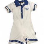 Missguided white and blue with embroidered playboy logo romper Photo 0