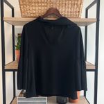 BCBGMAXAZRIA Mellie Woven Drape Flutter Sleeve V-neck Blouse, S Photo 4