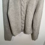 Cowl Neck Sweater Light Heather Gray Cable Knit Size M Photo 2