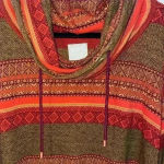 Woolrich  mile run cowl neck tunic red‎ and orange Aztec print size XL Photo 2