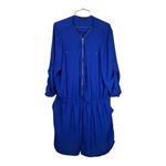 New Look ‎ Zip Up Blue Romper Shorts Roll Tab Sleeves Women Plus Size 2X Photo 1