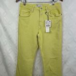 ZARA Mid Rise Crop Flare Lime Yellow Stretch Jeans NWT Size 8 Photo 6