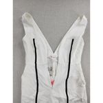 L'ATISTE by Amy Womens Jumpsuit Sz M White Front Zip Plunging V-Neck Career NEW Photo 2